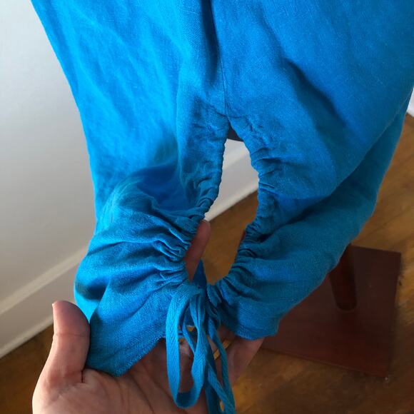 Fenini Linen Cotton Button Front Tunic Top Asymmetrical Hem Lagenlook Artsy USA - Picture 6 of 10